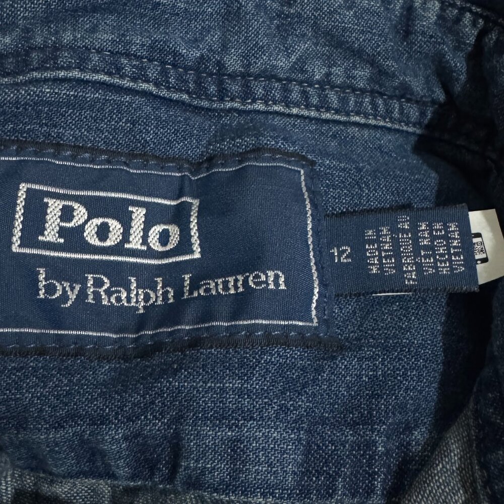 Polo Ralph Lauren Slim-Fit Denim Shirt Womens Size 12 Merced Wash - Picture 7 of 9